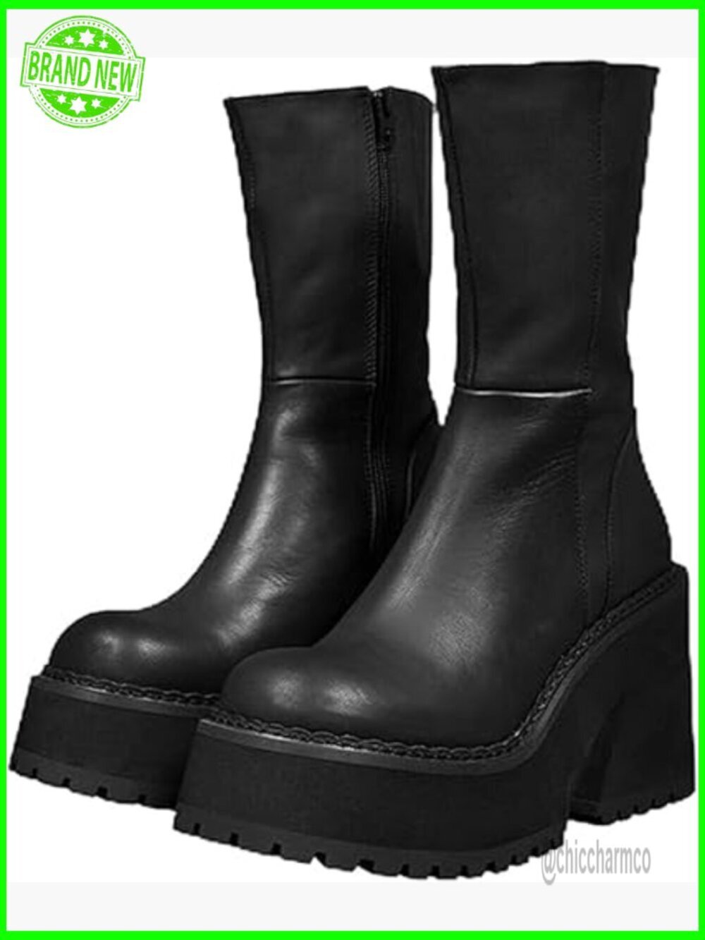Chunky Heel Platform Ankle Booties Lace Up Zipper Punk Goth Combat Boots Women